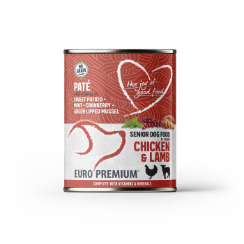 Patê Senior Frango & Cordeiro 400g - Patê para cão sênior com frango e cordeiro - Euro Premium