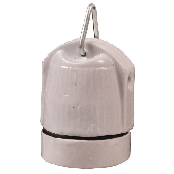 Ceramic E27 socket with suspension hook