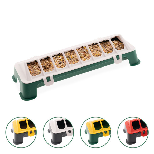 Comedouro linear verde e branco de 30 cm para pintinhos