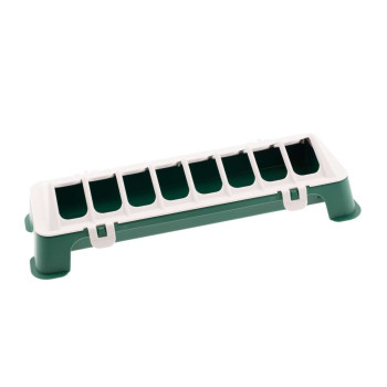 Comedouro linear verde e branco de 30 cm para pintinhos