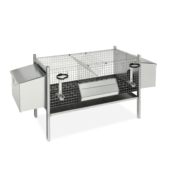 Stackable rabbit hutch with 2 compartments and 2 nesting boxes