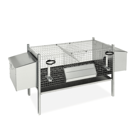 Stackable rabbit hutch with 2 compartments and 2 nesting boxes Stackable rabbit hutch with 2 compartments and 2 nesting boxes