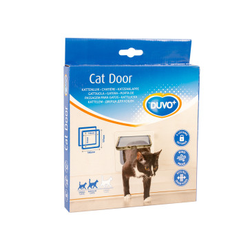 Porta para gatos branca com 4 opções de fechamento