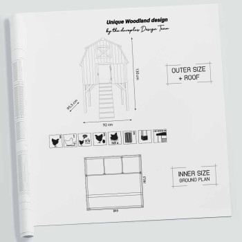 Red barn chicken coop - 92x95.5x130cm