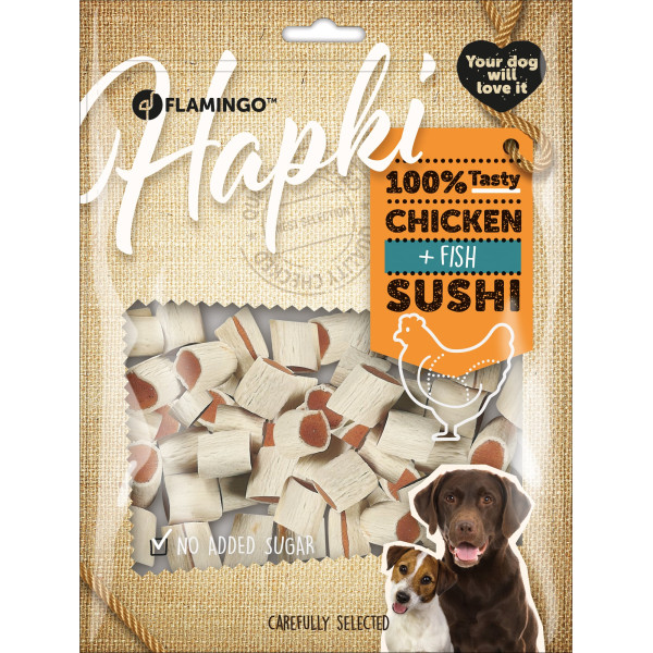 Rolos de sushi com frango e peixe 400g - Hapki
