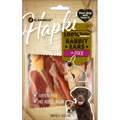 Oreilles de lapin avec canard 85g - Hapki Oreilles de lapin avec canard 85g - Hapki
