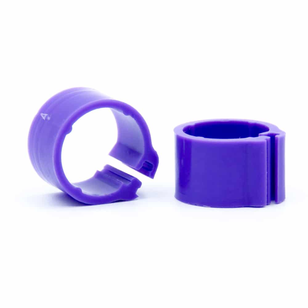 50 Plastikringe für Tauben - 9mm x 8mm - Farbe: Violett