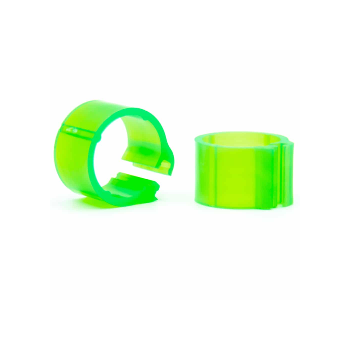50 Anillos De Plástico Para Palomas - 9mm x 8mm - Color: Verde Fluorescente