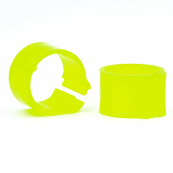 50 Anillos De Plástico Para Palomas - 9mm x 8mm - Color: Amarillo Fluorescente