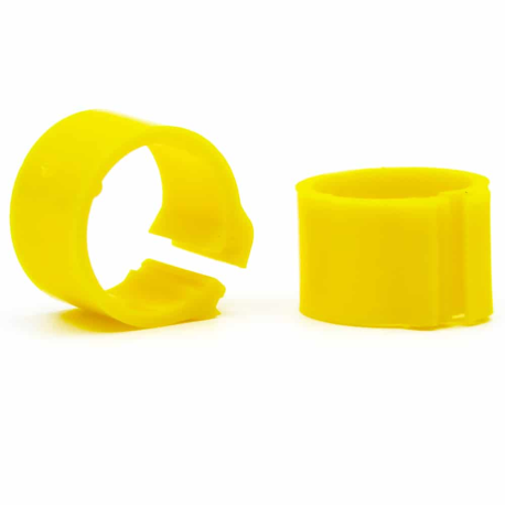 50 Anillos De Plástico Para Palomas - 9mm x 8mm - Color: Amarillo