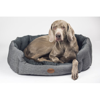 Bequemes ovales graues Bett - Josi - 65 x 57 x 22 cm
