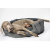 Grijze ovale comfortabele mand - Josi - 65 x 57 x 22 cm