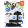 Reflective Large Cat Walking Set - Harness + Leash - Solid Black
