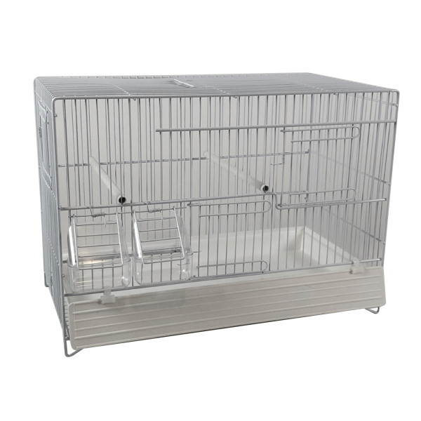 Cage à oiseaux grillagée et laquée blanc