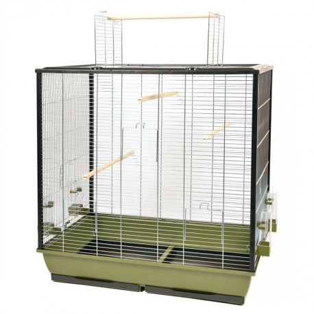 Cage pour oiseaux Natural Fiona Vert olive/zinc - 78x48x81,5cm - Duvo