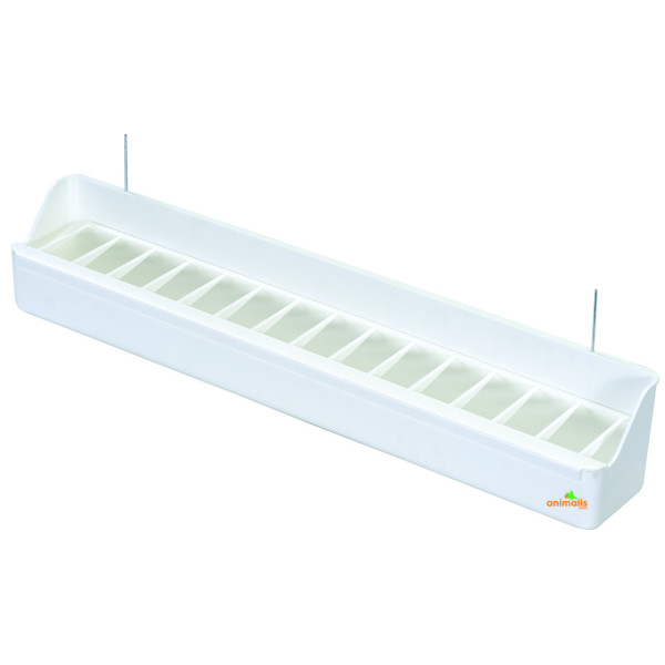 White linear feeder with metal rods - 39 x 5.5 x 6.5 cm