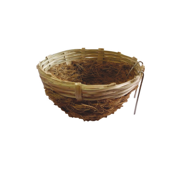 Wicker and coconut nest with hooks - 13cm
