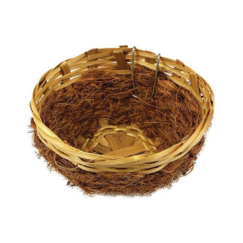 Rieten en kokosnoot nest met haken - 13cm