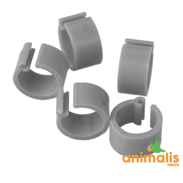 50 Plastikringe für Tauben - 9mm x 8mm - Farbe: Grau