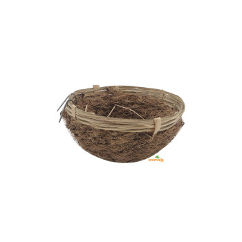Rieten en kokosnoot nest met haken - 11cm