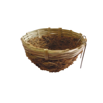 Rieten en kokosnoot nest met haken - 11cm
