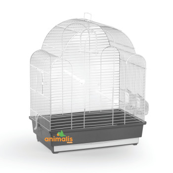 White bird cage "Silva" with anthracite gray background - 45x28x54cm