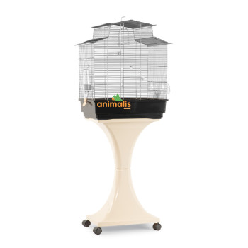 Silver bird cage "Giada" with support on wheels - 56x38x134cm