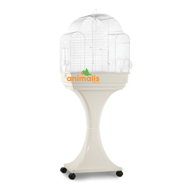 White bird cage "Aurora" with support on wheels - 51x35x129cm